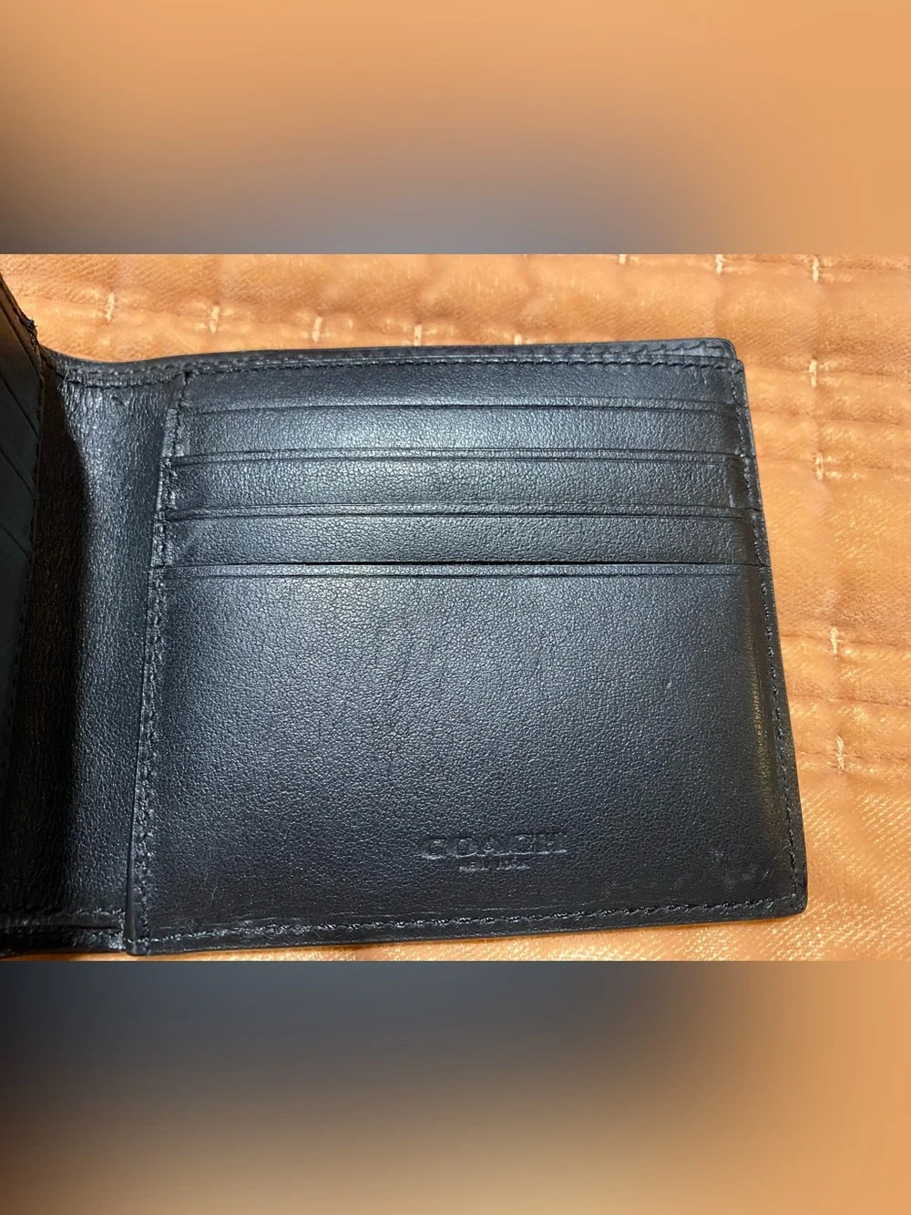 Coach Bifold Perforated Leather Wallet ~ Chalk/Black